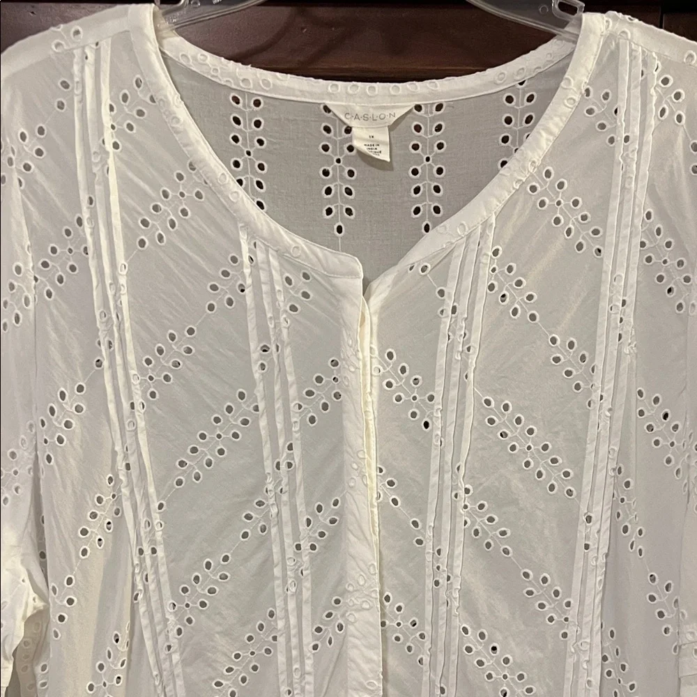 Caslon Elegant White Eyelet Dress - Picture 5 of 10